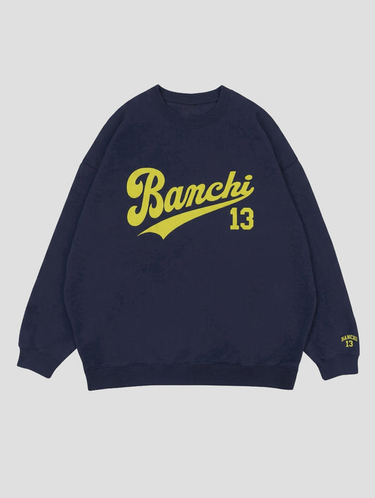 13 BANCHI Wide Crew Sweat Navy